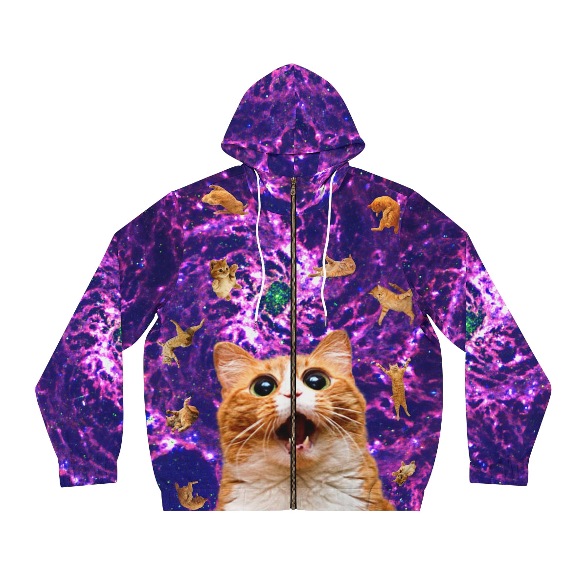 Kitty Mind Split Purple Full-Zip Hoodie AOP – Rave Cat Clothing Company